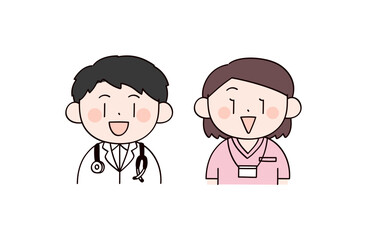 医者と看護師　男女2人のイラスト