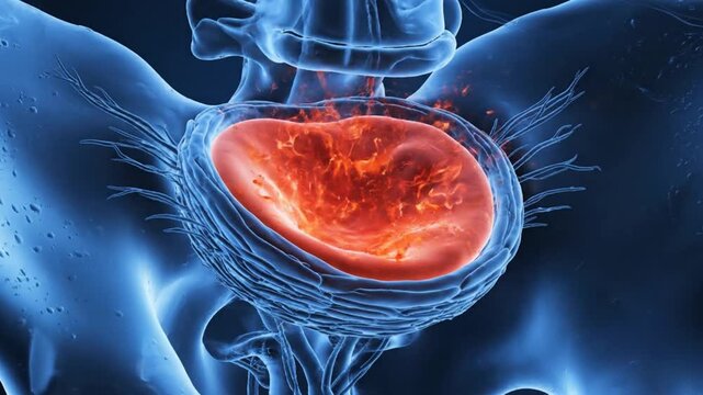 3D Medical Animation of Human Bladder Inflammation and Pain.