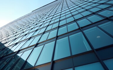 Reflection of architecture on modern office building. High quality