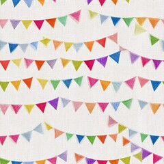 Obraz premium Festive garlands and bunting seamless pattern in bright colors