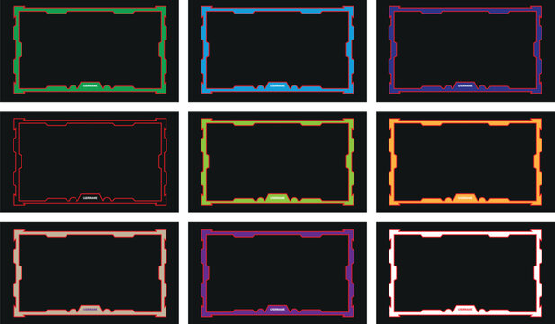 Collection of colorful digital frames on black background