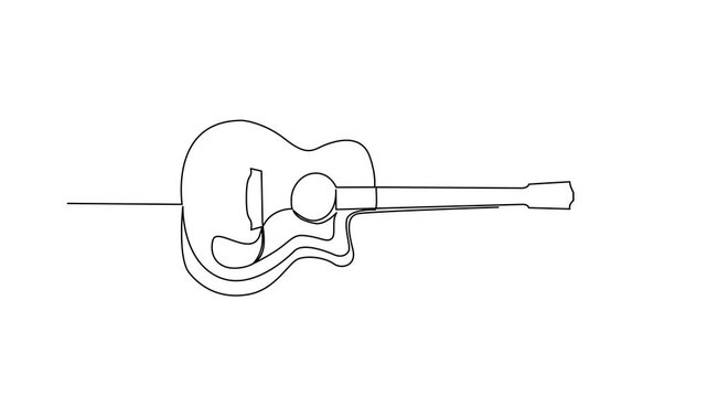 One Line Art: Acoustic Guitar Illustration