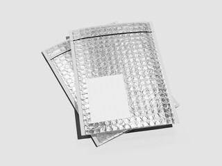 Blank Bubble Mailers Mockup Stacked Envelope Display 3D Rendering Delivery Packaging