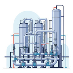 A complex network of industrial pipes and tanks stands as a testament to modern engineering and manufacturing processes.