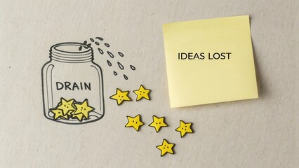 Conceptual Illustration of Ideas Draining from a Jar