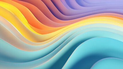 Naklejka premium Abstract wavy background with curved lines in a gradient of warm to cool colors, creating a dynamic and fluid visual effect Stock Illustration