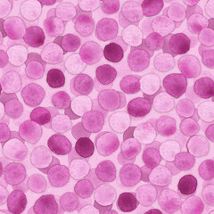 Watercolor  spots seamless pattern. Sparkles digital print. Simple repeat dots. Pink droplets backgroung for  textile, fabric, wallpaper, scrapbook