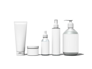 White Blank Modern Cosmetic Product Mockup Set for Skincare Branding 3D Rendering