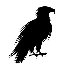Fototapeta premium Black and White Silhouette of a Bald Eagle for Wildlife Blogs, Nature Websites, Conservation Awareness, Graphic Design, and Illustrative Content