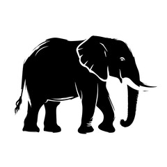 Fototapeta premium Black and White Silhouette of an Elephant for Conservation Awareness, Wildlife Education, Animal Symbolism, Nature Blogs, and Eco-Friendly Content