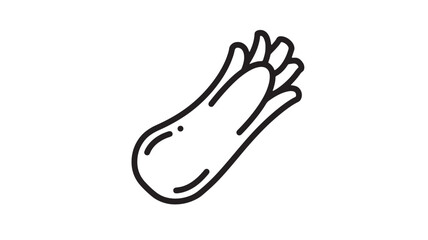 Simple outline drawing of a fresh celery stalk with leaves