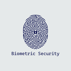 Biometric security logo design with fingerprint icon for a technology company