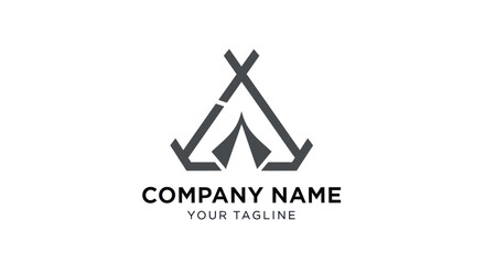 Minimalist geometric tent logo design for company branding. © Anak