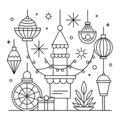 set of christmas elements