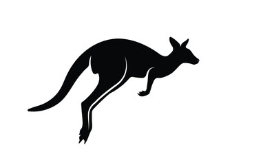 Black silhouette of jumping kangaroo logo, vector illustration.