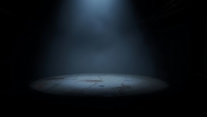 Dramatic Dark Stage Spotlight Background: Single Light Beam on Moody Foggy Floor