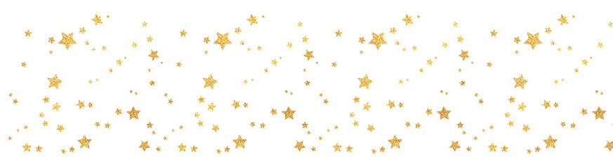 Gold Glitter Star Confetti Horizontal Border (Transparent PNG) - Seamless Party, Celebration, and Christmas Banner