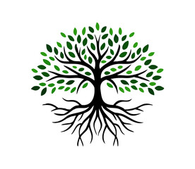 Banyan tree logo vector on white background