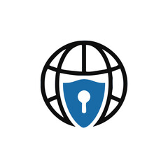 Secure internet vector icon, go to web with shield isolated on white background