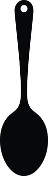 Black Spoon Silhouette Vector  Minimalist Kitchen Utensil Icon for Restaurant, Cooking, and Culinary Design
