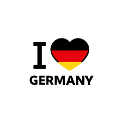 I love Germany. Heart shape national country flag icon. Vector Illustration