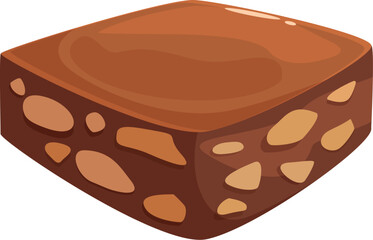 Chocolate brownie with nuts filling isolated on white background representing sweet dessert
