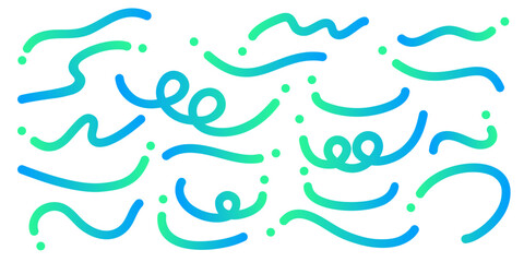 いろんな形のシンプルな線の素材セット