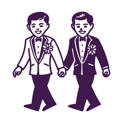 Gay Wedding: Two Grooms Walking Arm in Arm Two grooms walking arm in arm simple confident stride