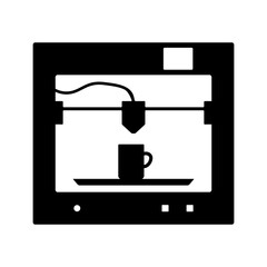 3Dプリンター　アイコン・シルエット・イラスト　ベクター／透過PNG／JPEG白背景