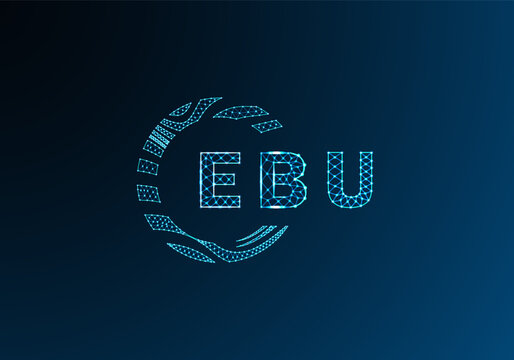EBU low poly letter logo vector design. EBU lower poly logo design. EBU unique low poly logo design.