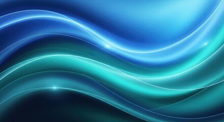 Flowing waves of luminous blue and teal light abstract background design