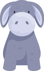 Adorable cartoon donkey sitting peacefully, perfect for children's books, educational materials, or any project needing a touch of gentle charm