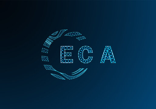 ECA low poly letter logo vector design. ECA lower poly logo design. ECA unique low poly logo design.