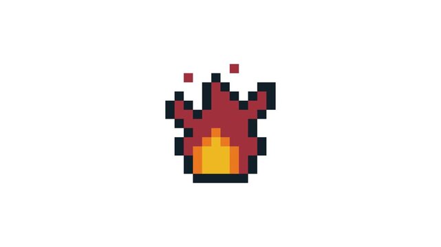 8-bit pixel art fire icon. looped animation 4k 30fps