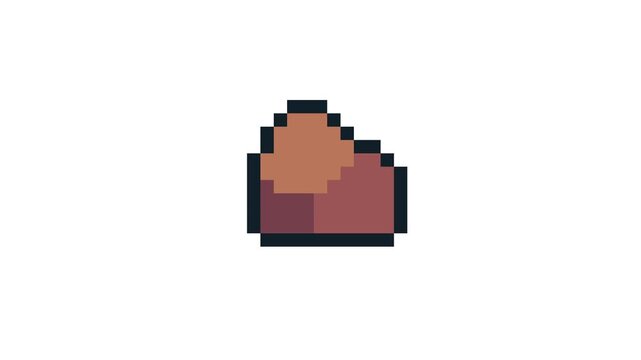 8-bit pixel art rock icon. looped animation 4k 30fps