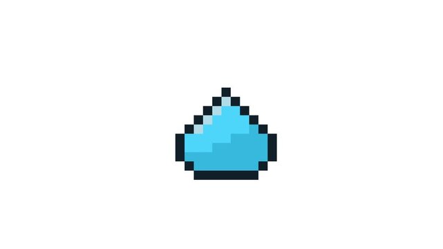 8-bit pixel art water drop icon. looped animation 4k 30fps