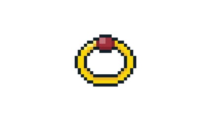 8-bit pixel art rpg game style ruby gold ring item. looped animation 4k 30fps - Powered by Adobe