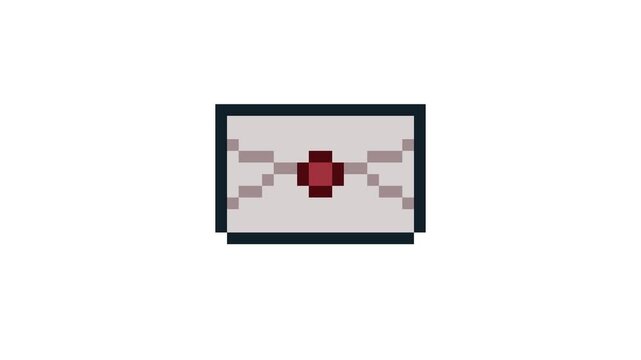 8-bit pixel art rpg game old letter item. looped animation 4k 30fps