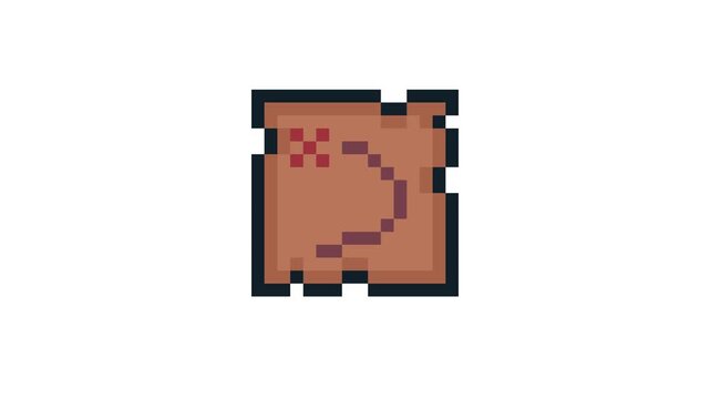 8-bit pixel art rpg game map item. looped animation 4k 30fps