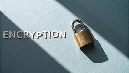 Metal Lock Casting a Shadow Protecting the Word Encryption