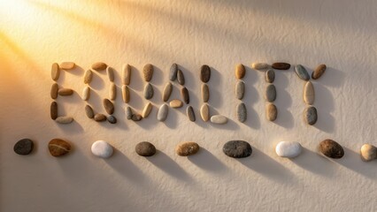 Stones Arranged to Spell Equality on a Wall