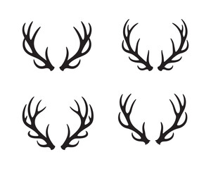 Collection of four distinct deer antler silhouettes arranged in a grid pattern for design elements