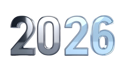 Abstract futuristic 2026 year text — isolated on transparent background