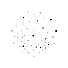 Abstract 3d sphere connected dots with lines, tech and science element overlay on a transparent background.