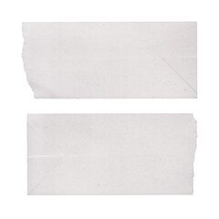 Two pieces of white paper tape with torn edges isolated on transparent background