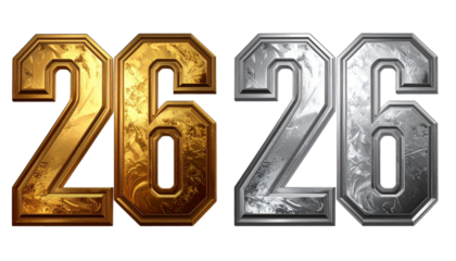 Modern 2026 year typography concept — isolated on transparent background