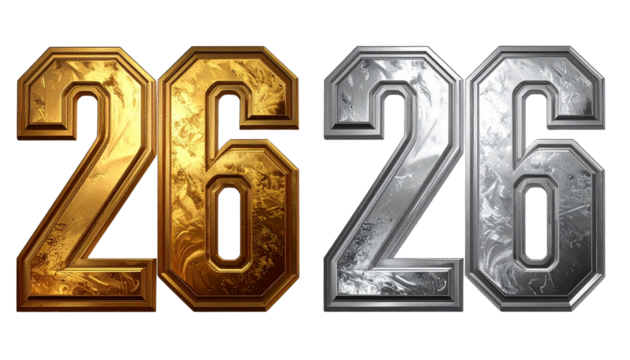 Modern 2026 year typography concept — isolated on transparent background