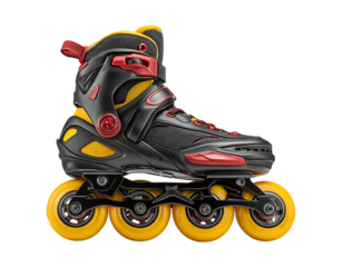 High-Performance Inline Skate with Yellow Wheels isolated on a transparent background