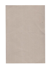 Closeup of a blank sheet of beige paper isolated on transparent background, perfect for mockups