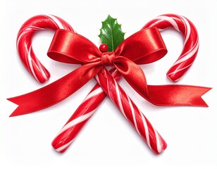 Candy Canes Crossed with Red Ribbon 